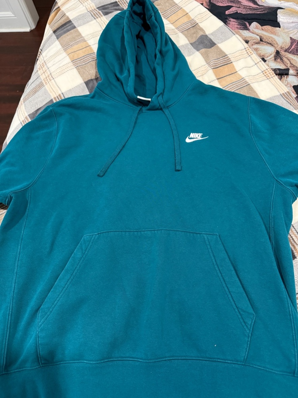 Nike Men's Teal Hooded Pullover with White Logo